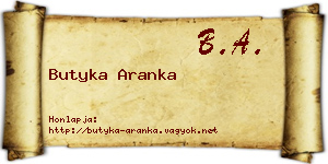 Butyka Aranka névjegykártya